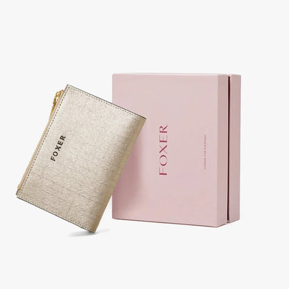 FOXER Women's Short Wallet – Premium Split Leather Design
