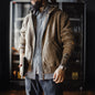 Maden Men’s Khaki Fleece Zip Hoodie Jacket