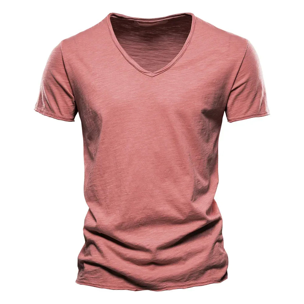 AIOPESON 100% Cotton Men's V-Neck T-Shirts - ShopHub