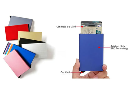 Rfid Card Holder Smart Wallet Cardholder Metal Thin Slim Men Women Wallets Pop Up Minimalist Small Black Mini Case Vallet Walets