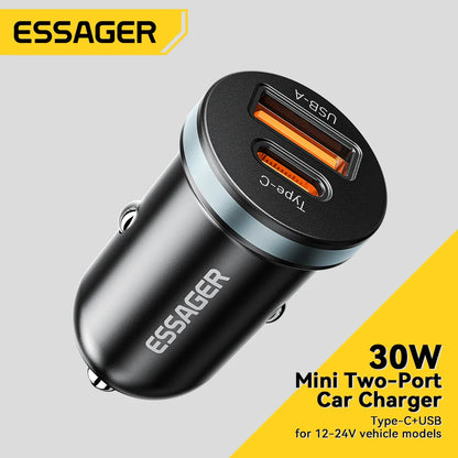 Essager 30W USB C Quick Charger Car Charger