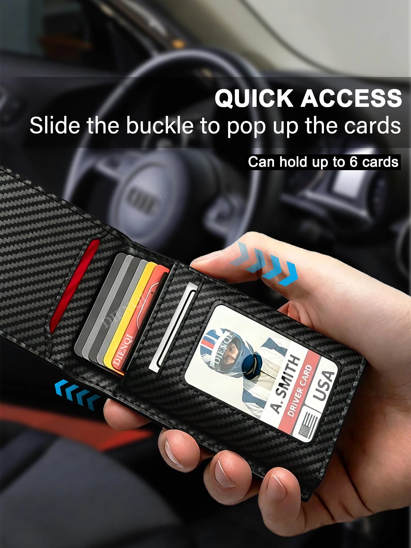 RFID Blocking Mens Wallet Minimalist Slim Magnetic Pop-Up Card Holder Metal Bank Credit Cardholder Bifold Smart Wallets for Men