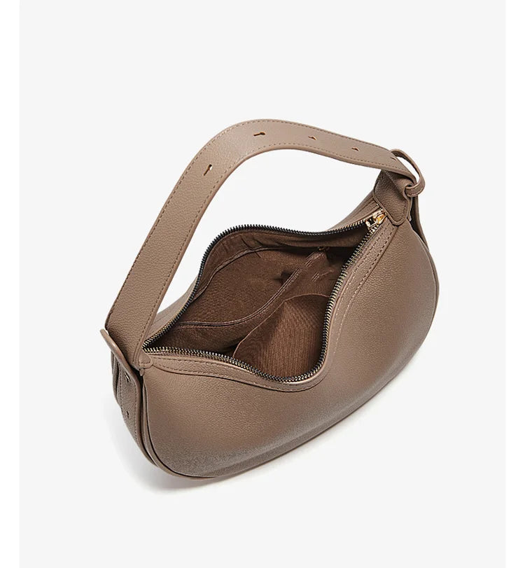 FOXER Women's Shoulder Bag PU Leather New Lady Crescent Underarm Bag Fashion Minimalist Crossbody Bag for Daily Casual Outfit