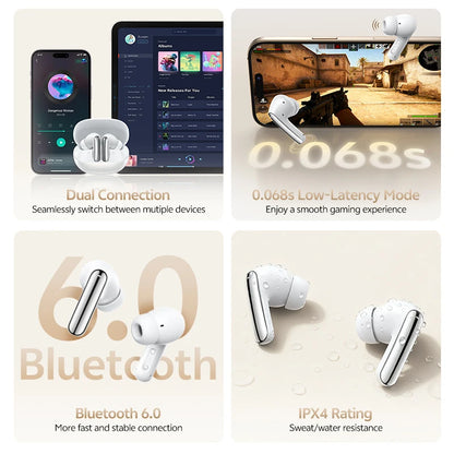 QCY MeloBuds N20 Earphones - Wireless Bluetooth 6.0 with 13mm Drivers and 50dB Adaptive Hybrid Noise Cancelling, 40Hrs Battery Life - ShopHub