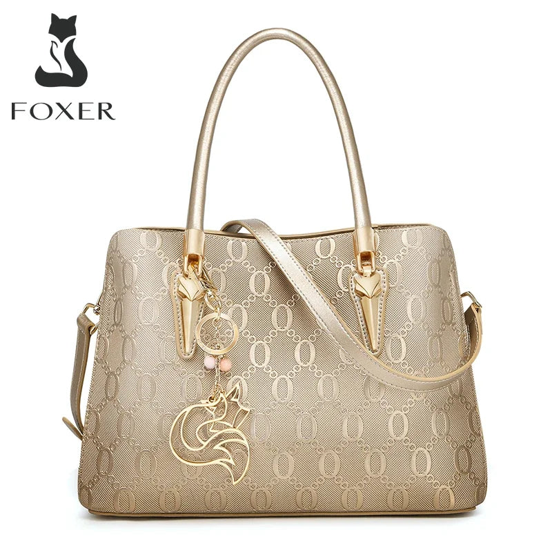 FOXER Split Leather Monogram Handbag
