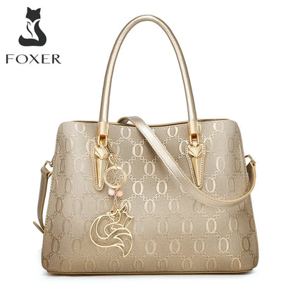FOXER Split Leather Monogram Handbag
