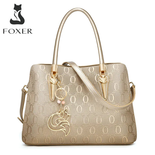FOXER Split Leather Monogram Handbag