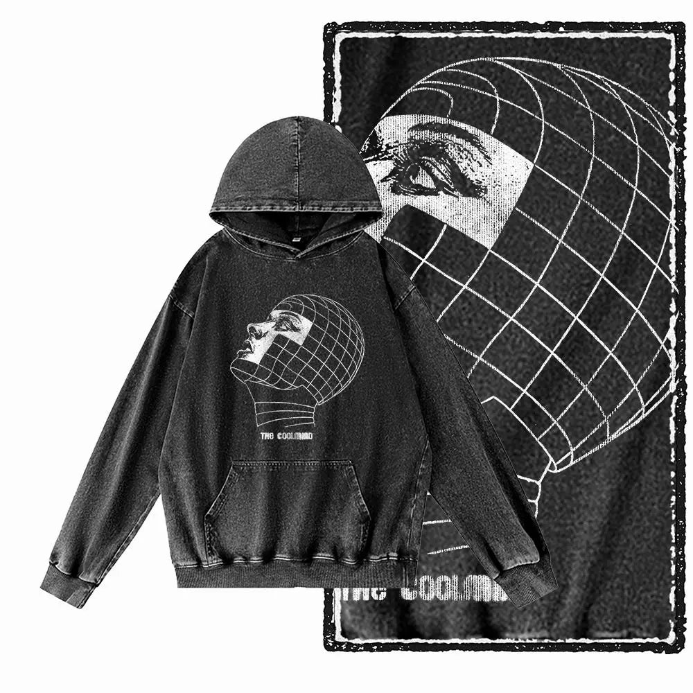COOLMIND Acid-Washed Black Graphic Pullover
