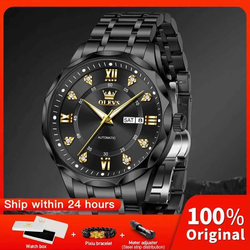OLEVS 6727 Automatic Mechanical Watch for Men & Women - Waterproof Luminous Calendar Wristwatch with Gift Box