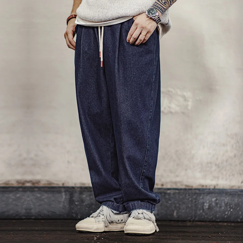 Maden Vintage Men's Solid 10oz Jogger Denim Jeans
