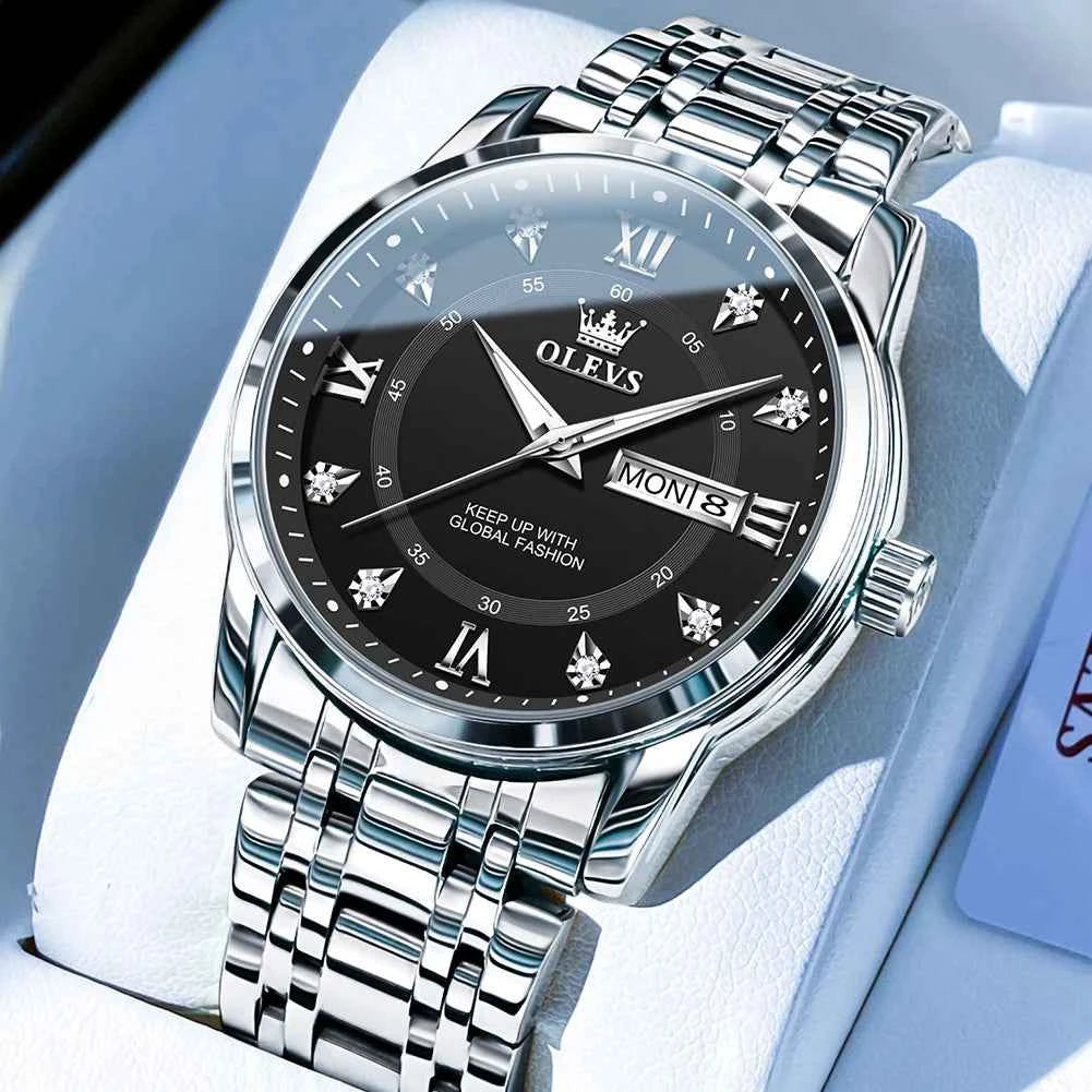 OLEVS 5513X Watch - Original Quartz Waterproof Luminous Watch with Zircon Scale, Perfect Gift for Men & Women in a Beautiful Box