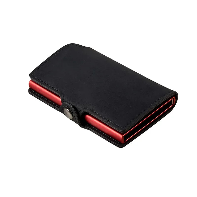 Split Leather Mens Slim Card Holder Wallet with Money Clip RFID Blocking Pop Up Credit Cardholder Minimalist Wallets for Men