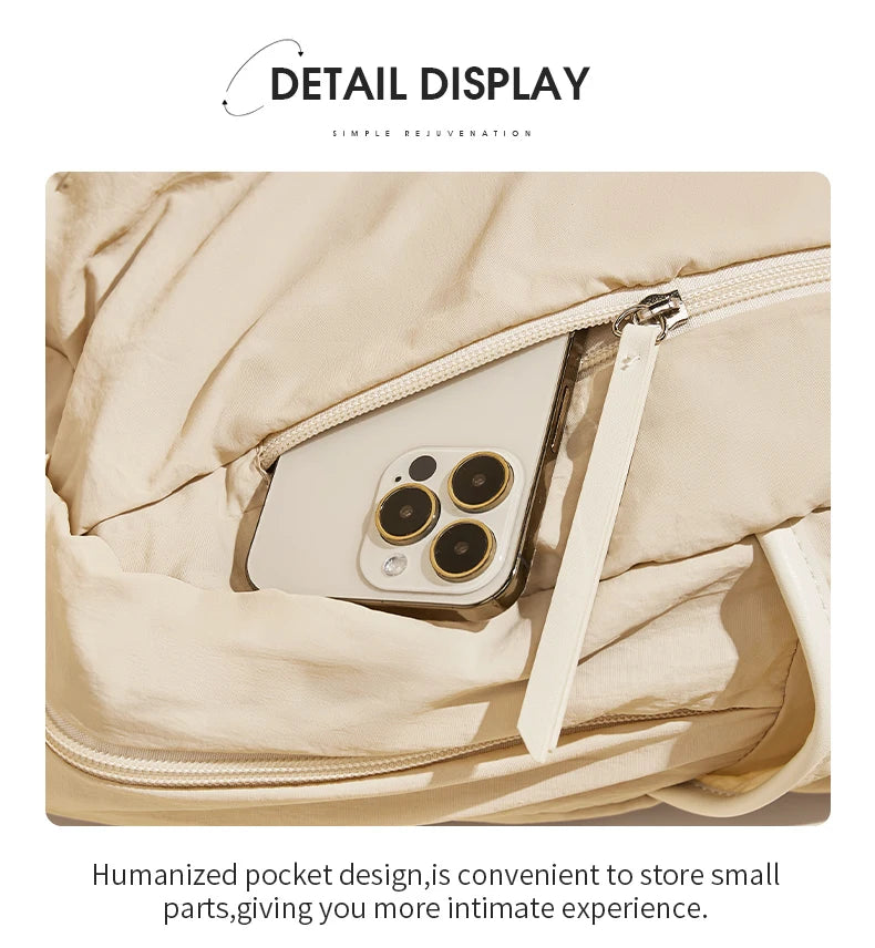 FOXER Simple Solid Color Backpack Women Backpack Waterproof Cotton Fabric Laptop School Bag Fashion Teenage Girl Travel Book Bag