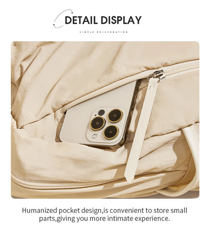 FOXER Simple Solid Color Backpack Women Backpack Waterproof Cotton Fabric Laptop School Bag Fashion Teenage Girl Travel Book Bag