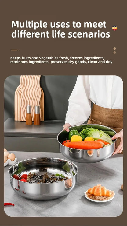 Large Stainless Steel Mixing Bowls - Rust Resistant Kitchen Utensils for Dough, Pasta, Vegetables, and Soups
