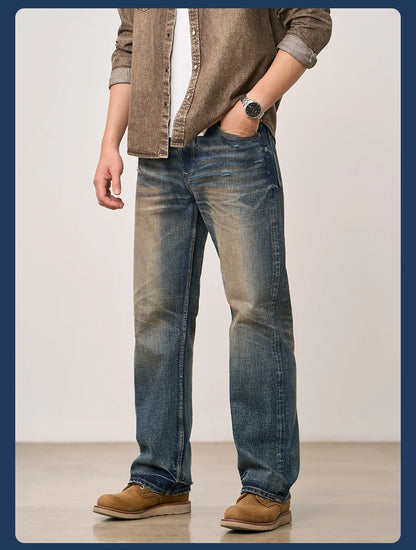 SIMWOOD High Standard Vintage Washed Selvedge Ripped Jeans