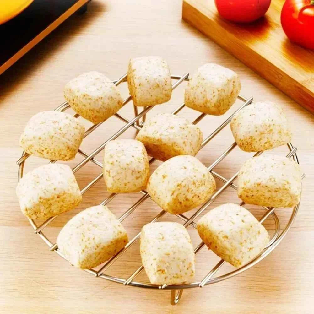 12.4Inch Stainless Steel Cooling Rack - Heavy Duty Oven & Air Fryer Compatible Grid for Baking/Steaming/Grilling Dishwasher Safe