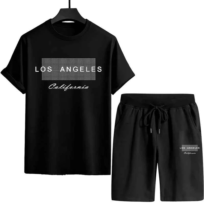 Men's Casual Tracksuit T-Shirt and Shorts for Urban Fashion and Summer Comfort