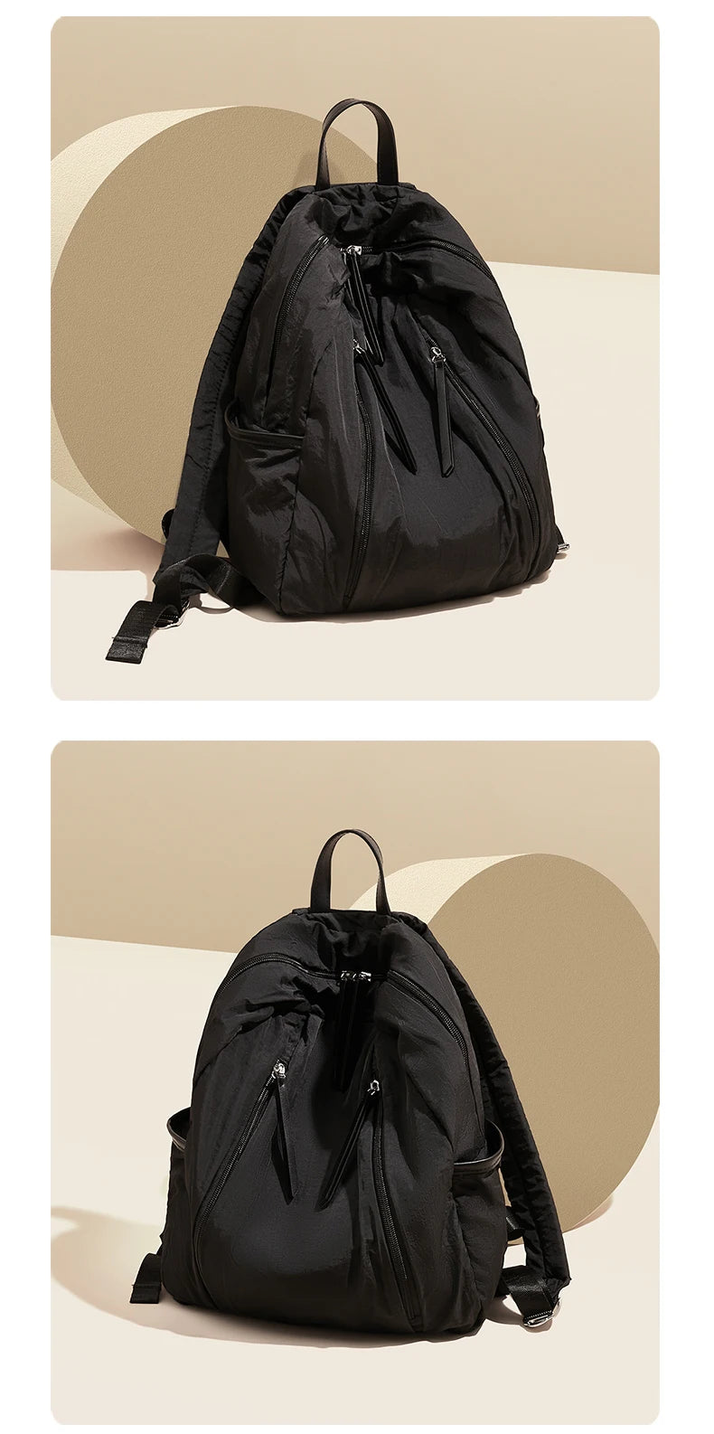 FOXER Simple Solid Color Backpack Women Backpack Waterproof Cotton Fabric Laptop School Bag Fashion Teenage Girl Travel Book Bag