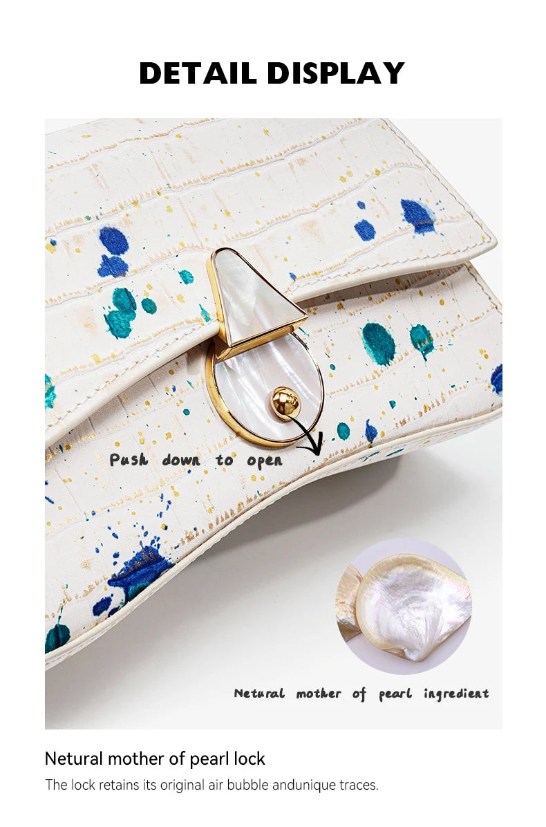 BAFELLI Floral Genuine Leather Half-Moon Bag