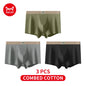 MiiOW 3Pcs Men's Cotton Underwear Antibacterial Breathable Crotch Soft Boxershorts