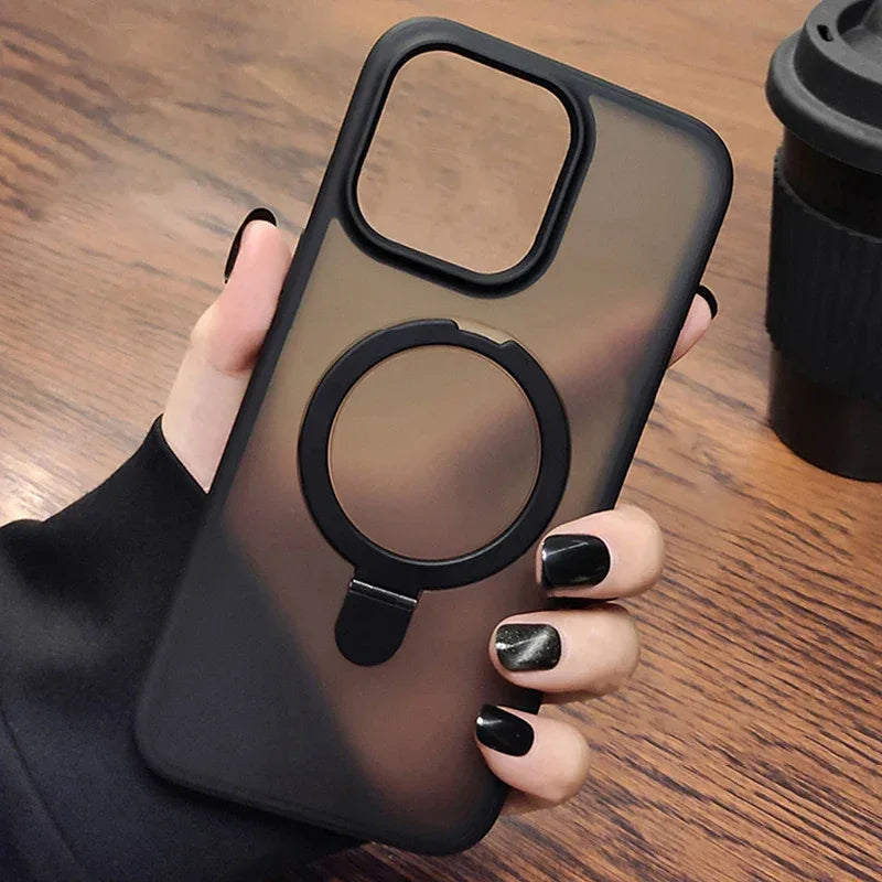 QIXTWO Luxury Metal Holder Magnetic Wireless Charge Phone Case - ShopHub