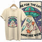 COOLMIND Beige Cat Graphic T-Shirt | Women's Relaxed Fit