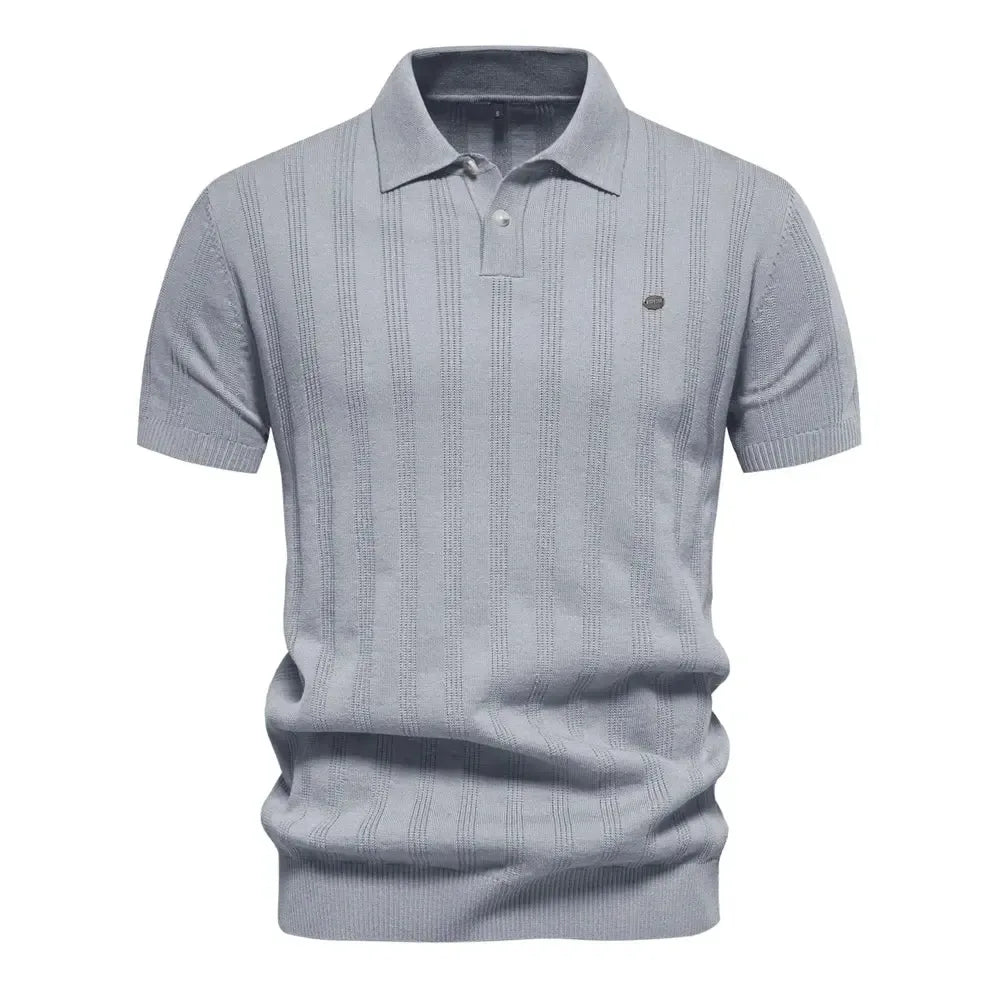 New Summer Ribbed Knit Polo Shirts - ShopHub
