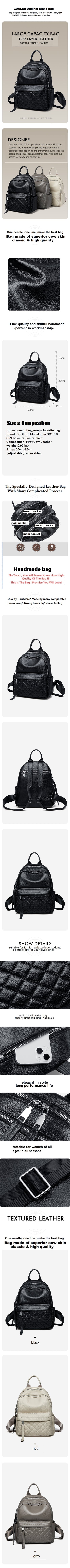 ZOOLER Full Skin 100%Genuine Leather Backpack Black Women's New Fashion Large Travel Bag Designer Business Need #SC1518
