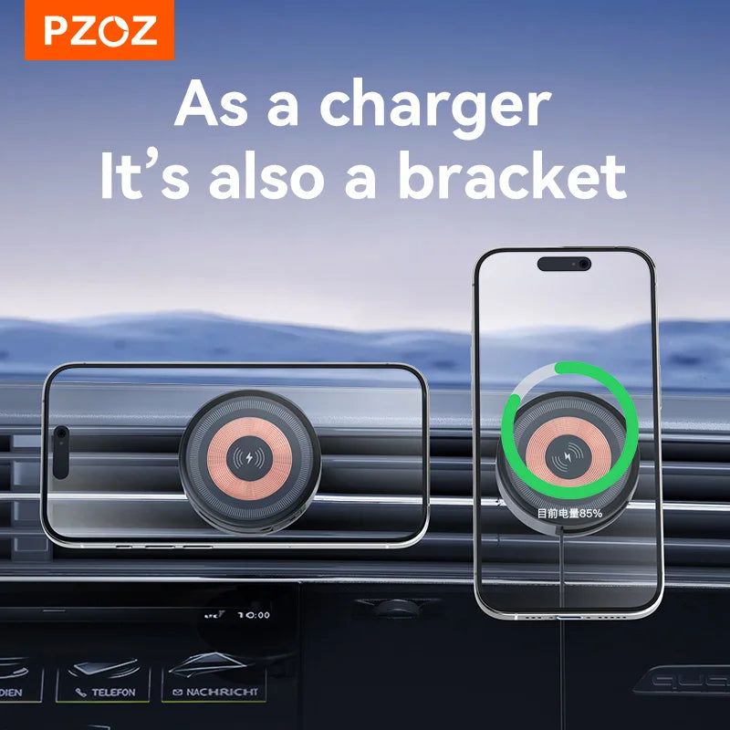 PZOZ SnapDrive Magnetic Wireless Car Charger & Phone Holder