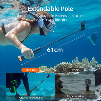TELESIN Underwater Buoyancy Bar Diving Extendable Selfie Stick