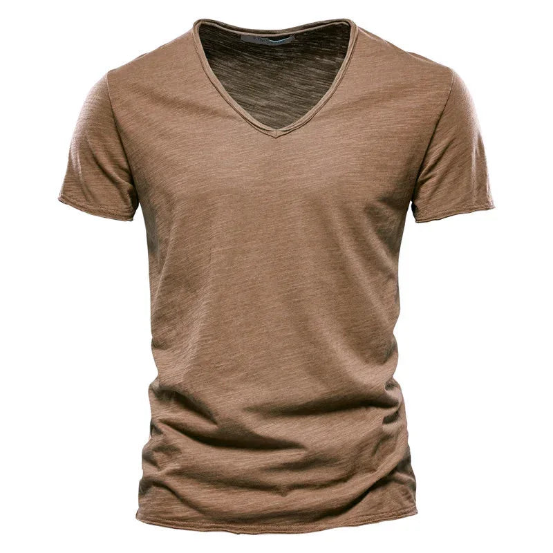 AIOPESON 100% Cotton Men's V-Neck T-Shirts - ShopHub