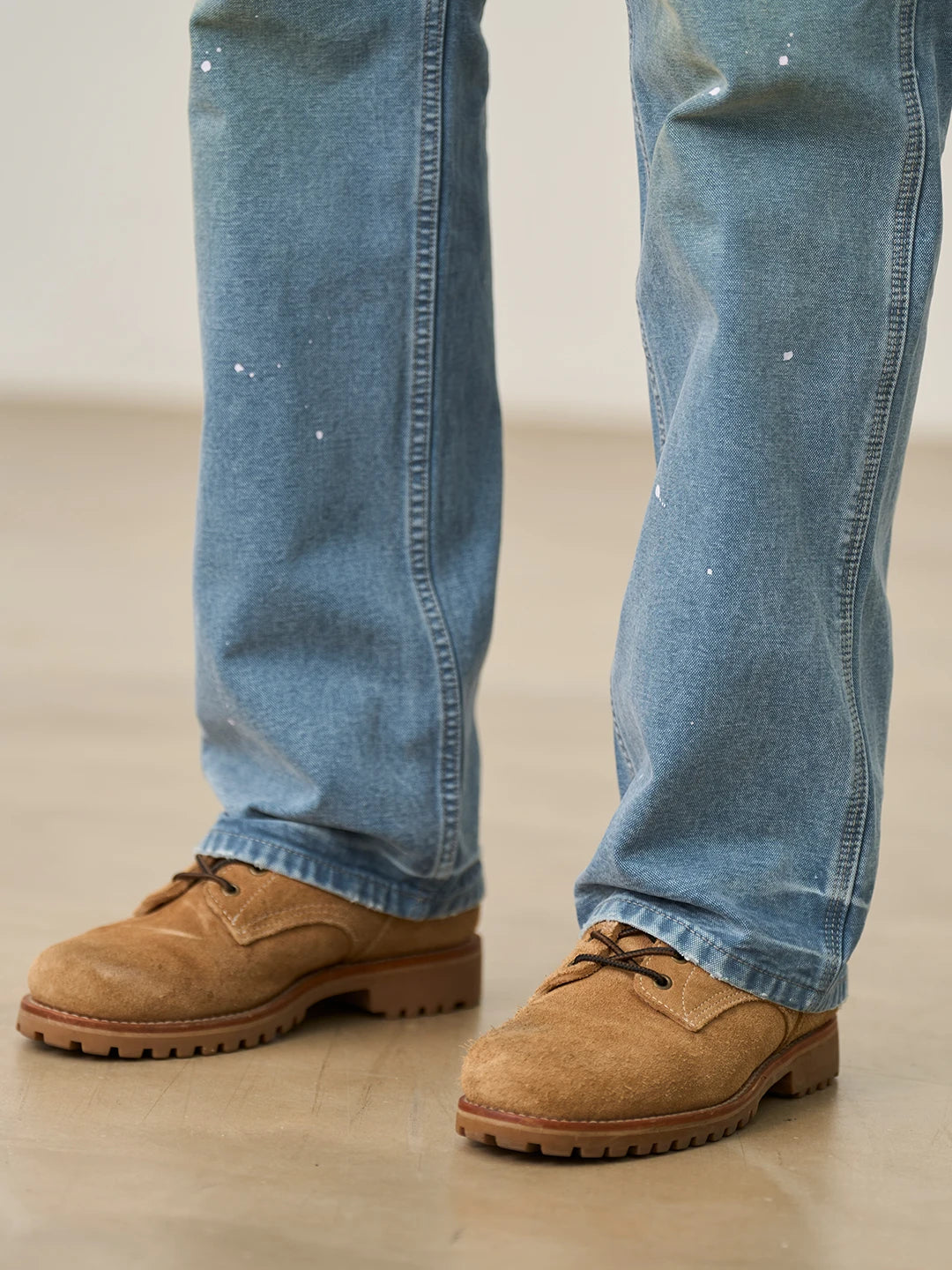 SIMWOOD High Standard 2026 Autumn New Loose Relax 12oz Fabric Denim Logger Pants Men Outdoor Workerwear Paint Splatter Jeans