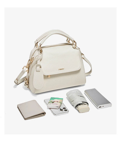 FOXER Elegant Women's Handbag In Genuine White Leather