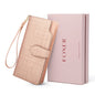 FOXER Women's Cowhide Leather Long Bifold Wallet