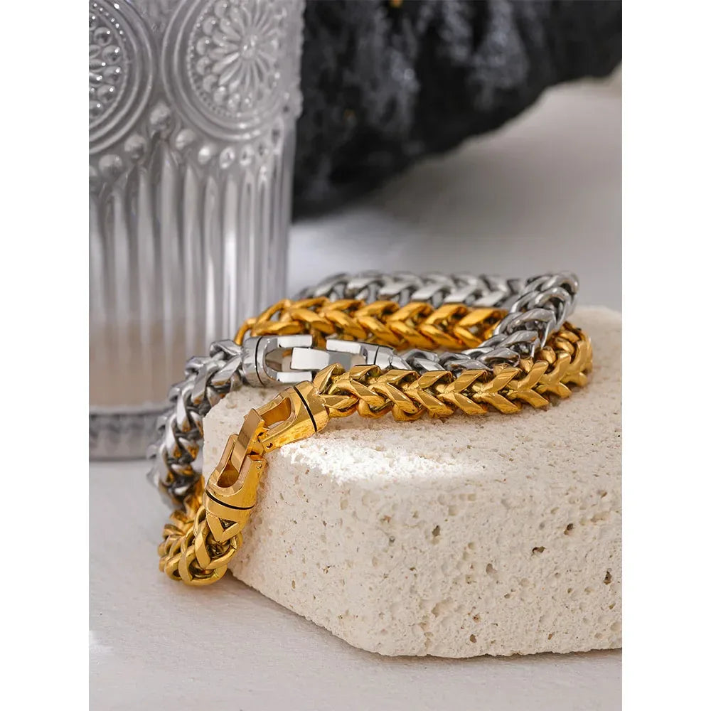 High-Quality Stainless Steel Round Cuban Chain Bracelet - ShopHub