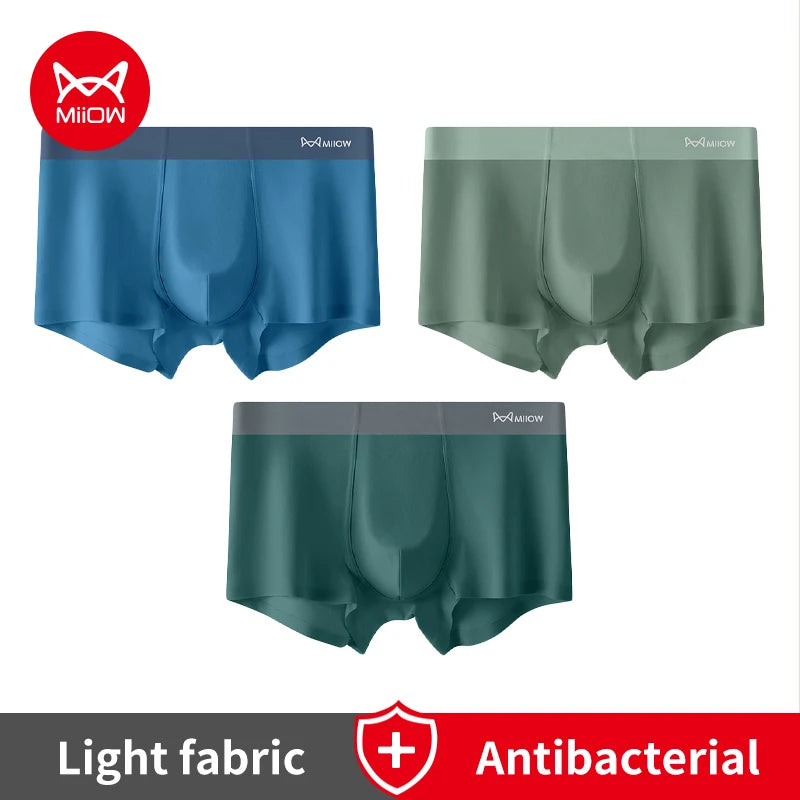 MiiOW Silkly Cool Men Underwear - 3Pcs Antibacterial Crotch Boxer Briefs