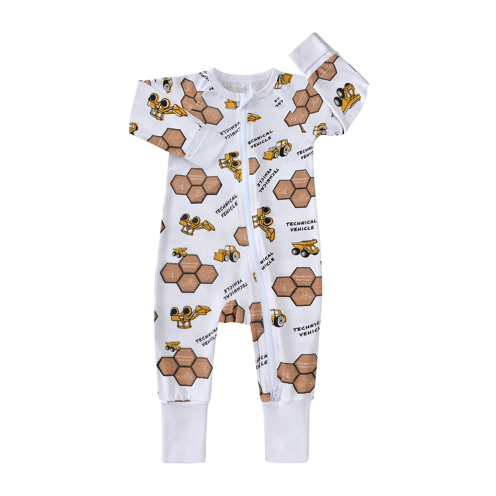Kids Tales Dreamscape Bamboo-Blend Printed Zip Romper