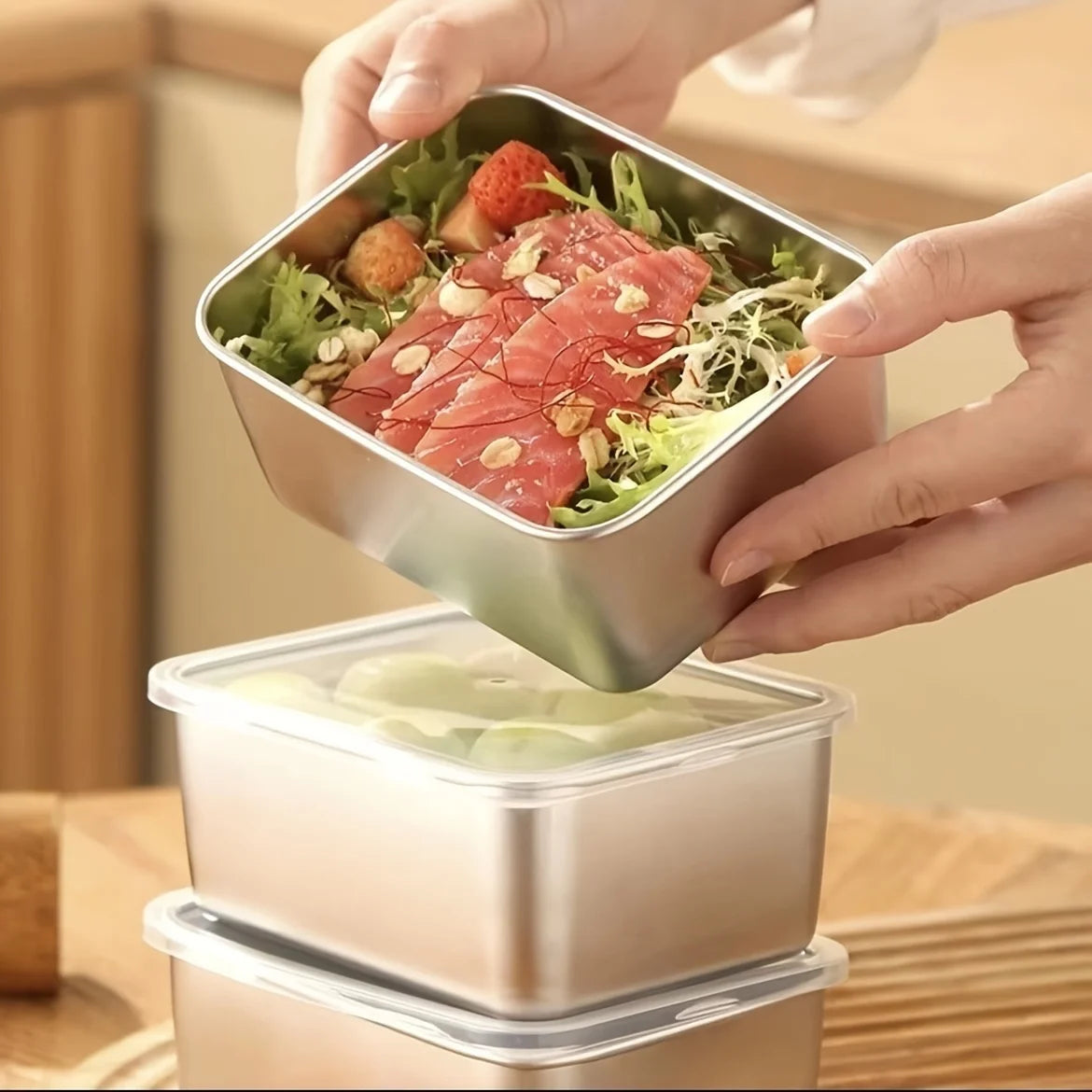 6-Piece Stainless Steel Food Containers Set