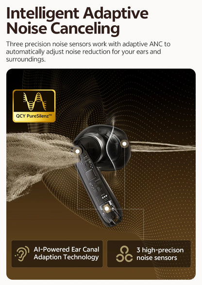 QCY AilyBuds E50 Wireless Earbuds with Bluetooth 6.0, Spatial Sound, 11mm Drivers, In-Ear Detection, HT11 Bass Boost, and 40H Playtime - ShopHub
