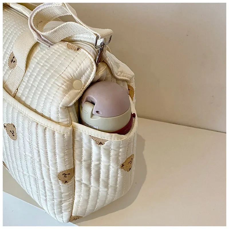 Embroidered Multi-Functional Diaper Bag