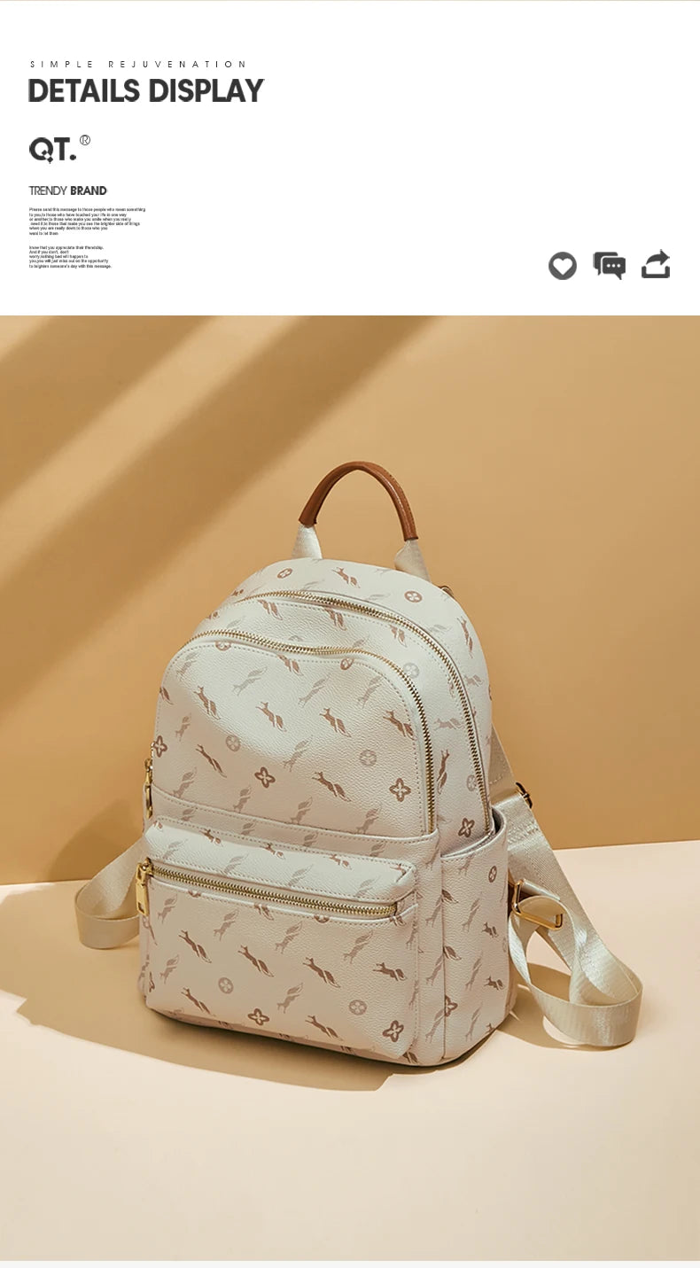 FOXER Women's Backpack Signature PVC Printing Fashion Travel Shoulder Bag Ladies Travel Rucksack Female Casual Monogram Backpack