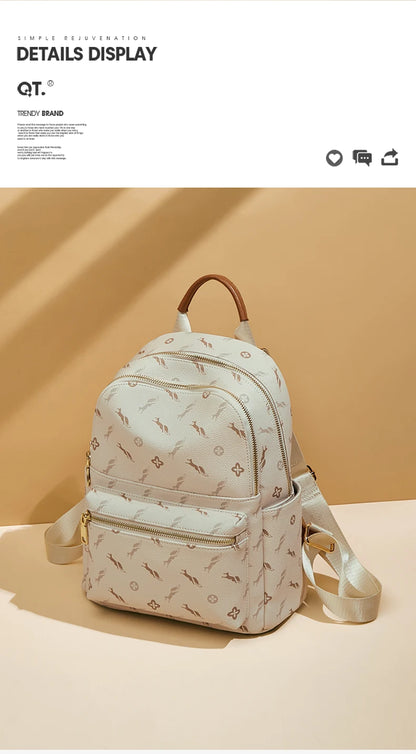 FOXER Women's Backpack Signature PVC Printing Fashion Travel Shoulder Bag Ladies Travel Rucksack Female Casual Monogram Backpack