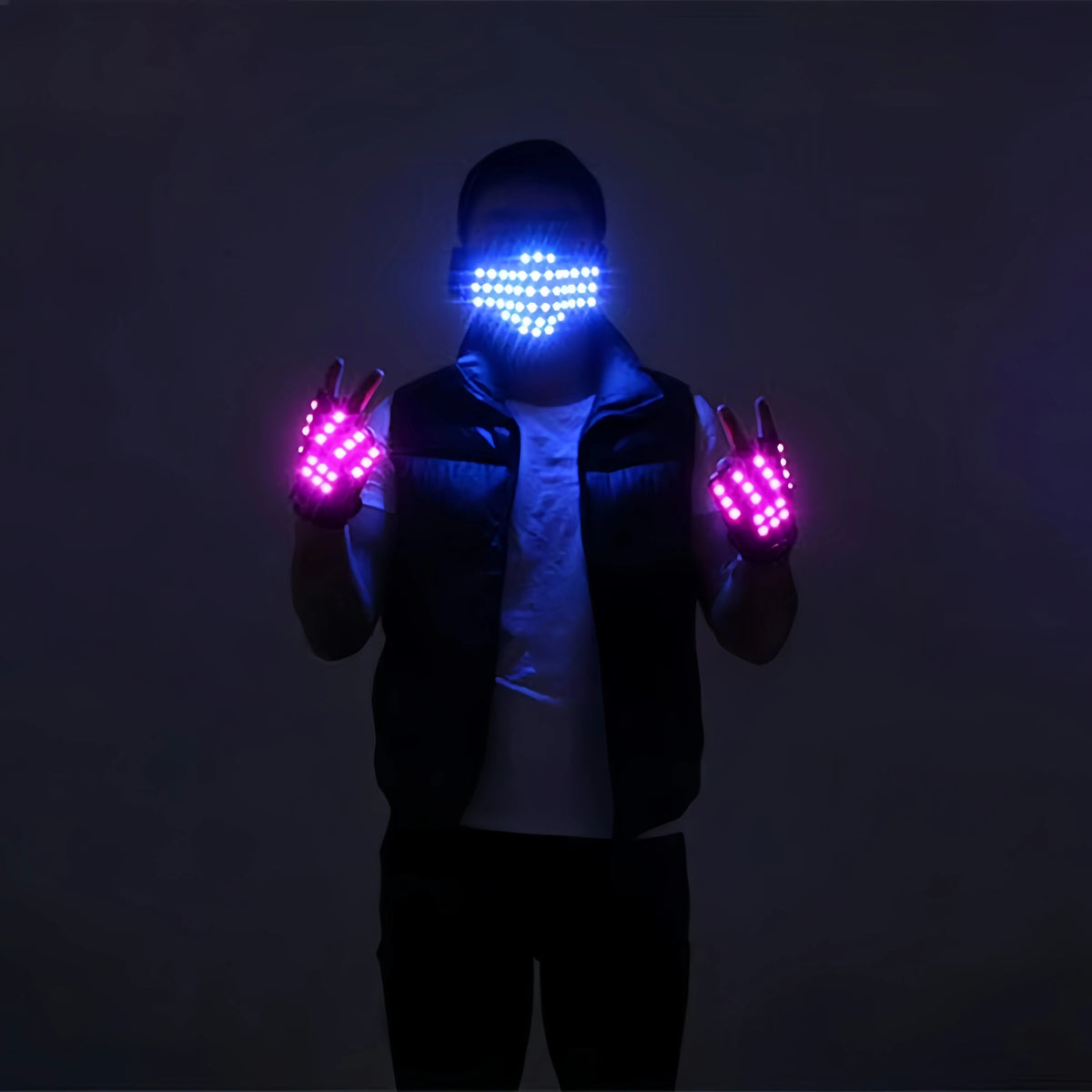 JAEOOGY 188 LED Dance Mask or Purple Gloves