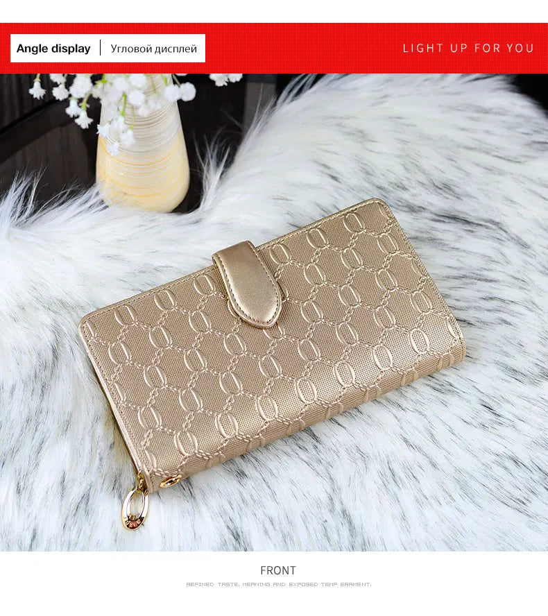 FOXER Split Leather Women's Long Wallet in Gold