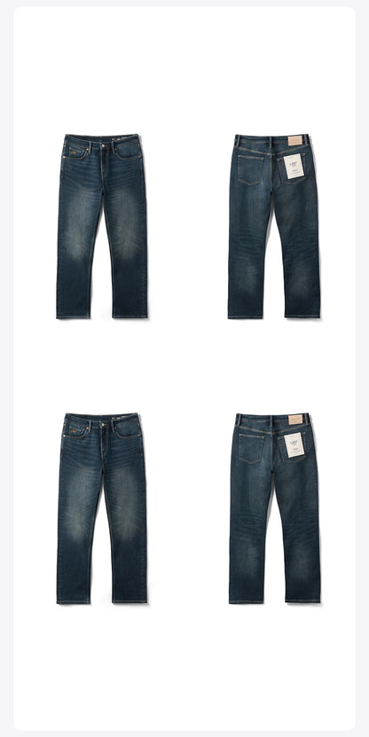 SIMWOOD 2026 Spring New 15oz Warm Micro Fleece Lining Jeans Men Loose Straight Plus Size Denim Trousers