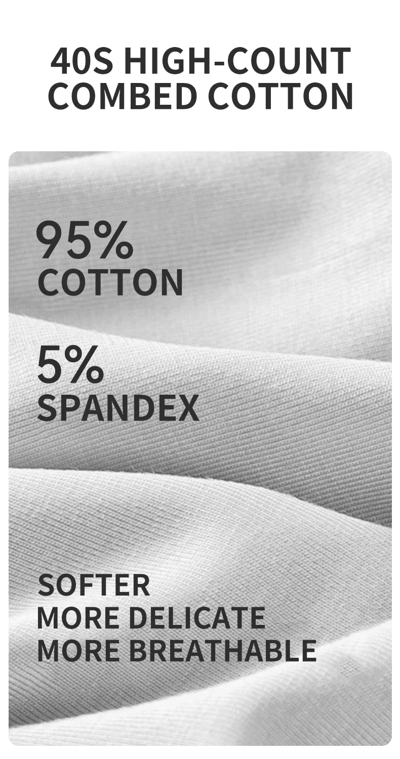 MiiOW Combed Cotton Men's Boxers - 40S Antibacterial Breathable Underwear 7A Soft Boxershorts
