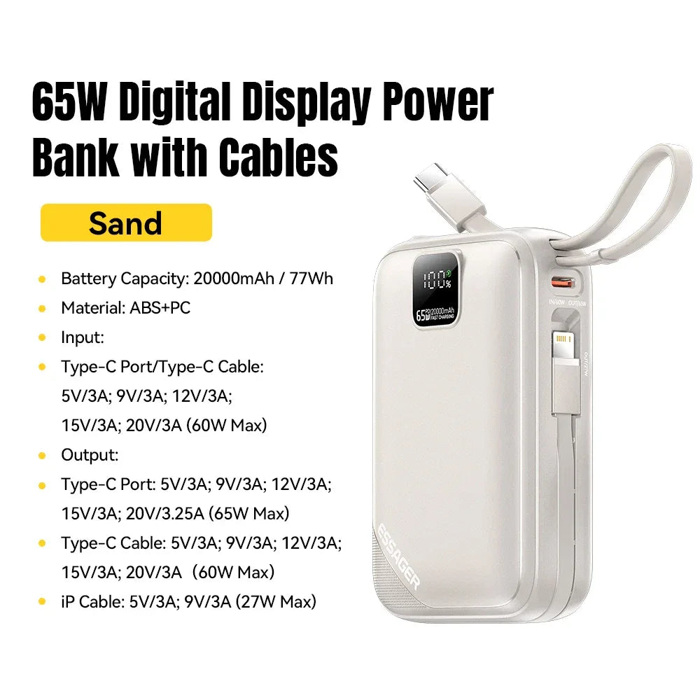Essager 65W 20000mAh Power Bank - ShopHub