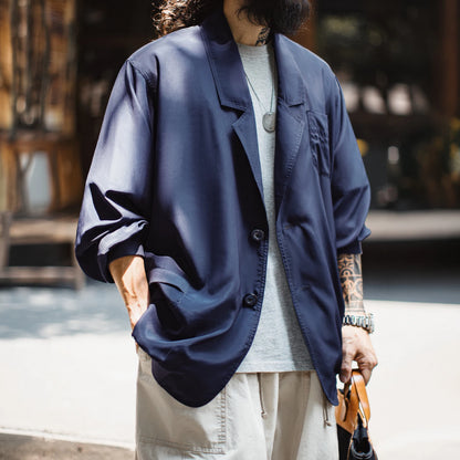 MADEN Dark Blue Lightweight Blazer | Relaxed Smart Casual