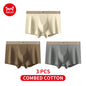 MiiOW 3Pcs Men's Cotton Underwear Antibacterial Breathable Crotch Soft Boxershorts
